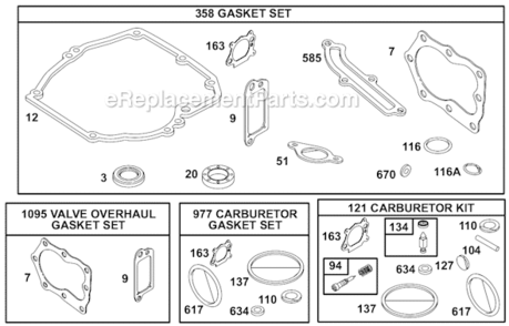 Page J Diagram and Parts List for 12A800 0100, 0413, 0414, 0508, 0511, 0512, 0513, 0514, 0600, 0611, 061 Briggs and Stratton Engine